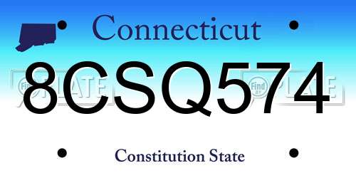 8CSQ574 Connecticut License Plate