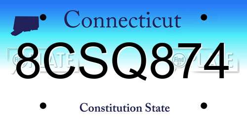8CSQ874 Connecticut License Plate