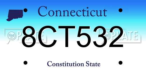 8CT532 Connecticut License Plate