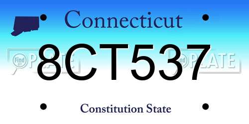 8CT537 Connecticut License Plate