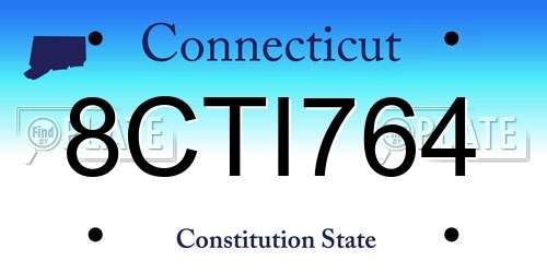 8CTI764 Connecticut License Plate