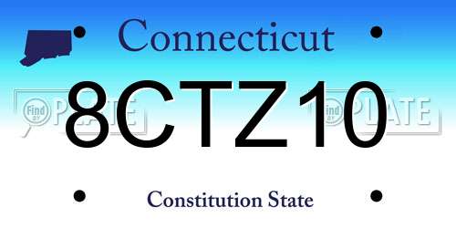 8CTZ10 Connecticut License Plate