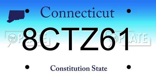 8CTZ61 Connecticut License Plate