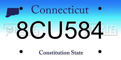 8CU584 Connecticut License Plate