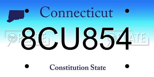 8CU854 Connecticut License Plate