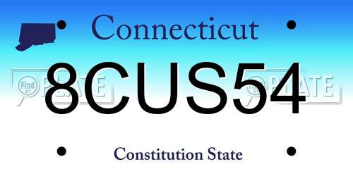 8CUS54 Connecticut License Plate