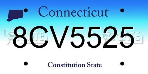 8CV5525 Connecticut License Plate