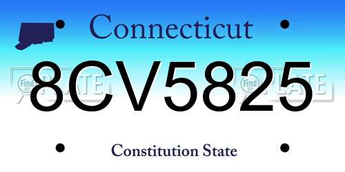 8CV5825 Connecticut License Plate