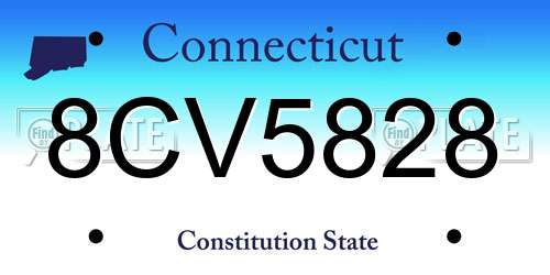 8CV5828 Connecticut License Plate