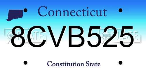 8CVB525 Connecticut License Plate