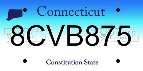 8CVB875 Connecticut License Plate