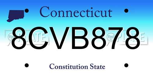 8CVB878 Connecticut License Plate