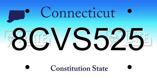 8CVS525 Connecticut License Plate