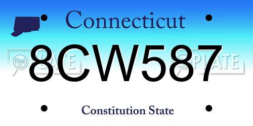 8CW587 Connecticut License Plate
