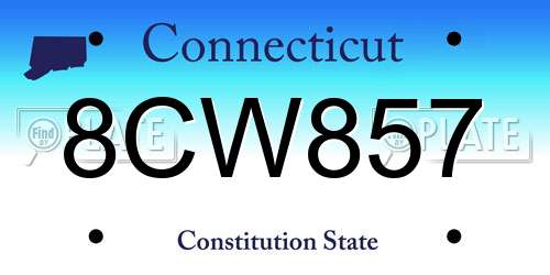 8CW857 Connecticut License Plate