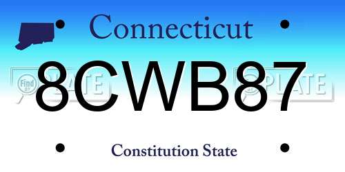 8CWB87 Connecticut License Plate