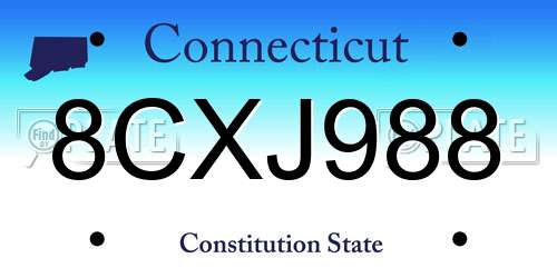 8CXJ988 Connecticut License Plate