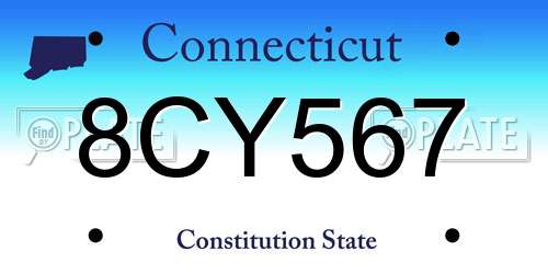 8CY567 Connecticut License Plate