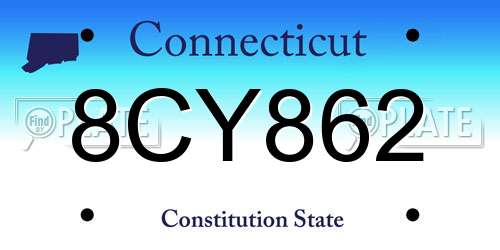 8CY862 Connecticut License Plate