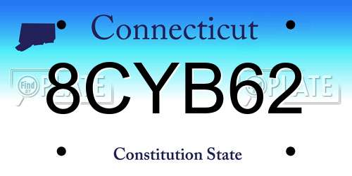 8CYB62 Connecticut License Plate