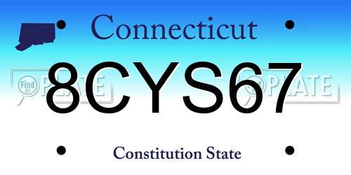 8CYS67 Connecticut License Plate
