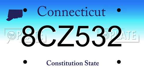 8CZ532 Connecticut License Plate