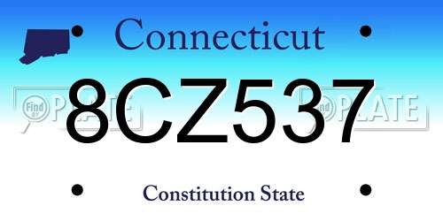 8CZ537 Connecticut License Plate