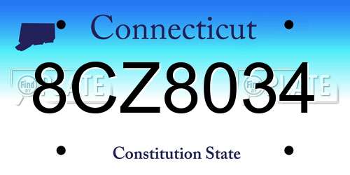 8CZ8034 Connecticut License Plate