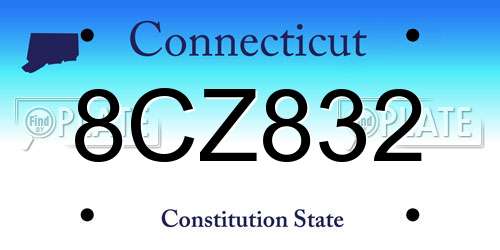 8CZ832 Connecticut License Plate