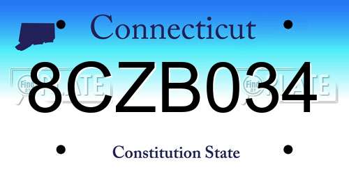 8CZB034 Connecticut License Plate