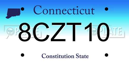 8CZT10 Connecticut License Plate