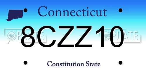 8CZZ10 Connecticut License Plate