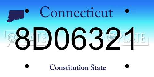 8D06321 Connecticut License Plate