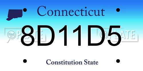 8D11D5 Connecticut License Plate