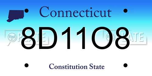 8D11O8 Connecticut License Plate