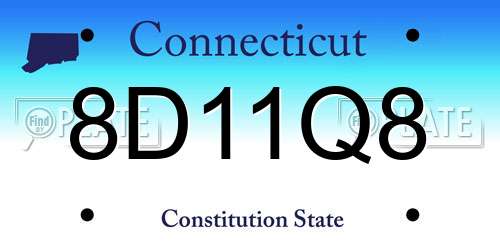 8D11Q8 Connecticut License Plate