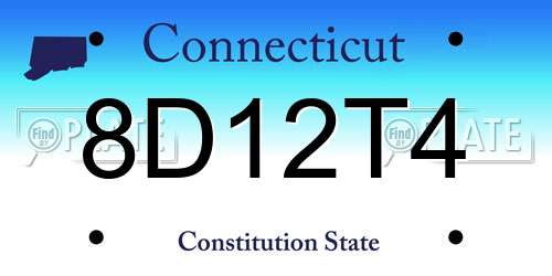 8D12T4 Connecticut License Plate