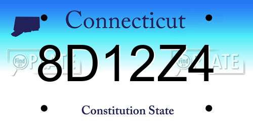 8D12Z4 Connecticut License Plate