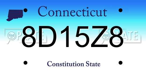 8D15Z8 Connecticut License Plate