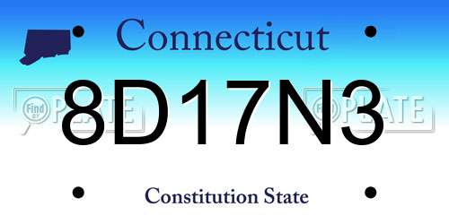 8D17N3 Connecticut License Plate