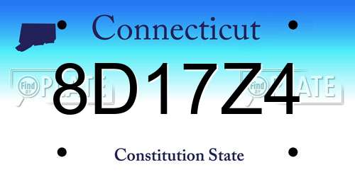 8D17Z4 Connecticut License Plate
