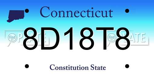 8D18T8 Connecticut License Plate