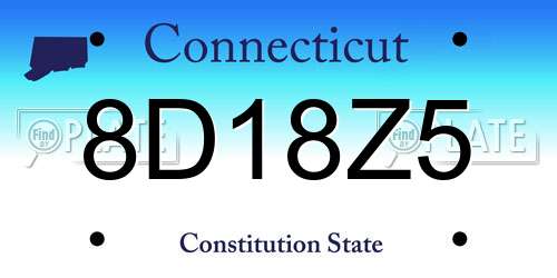 8D18Z5 Connecticut License Plate