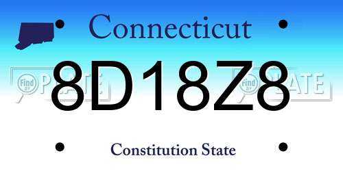 8D18Z8 Connecticut License Plate