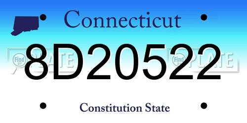 8D20522 Connecticut License Plate