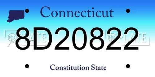 8D20822 Connecticut License Plate