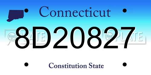 8D20827 Connecticut License Plate