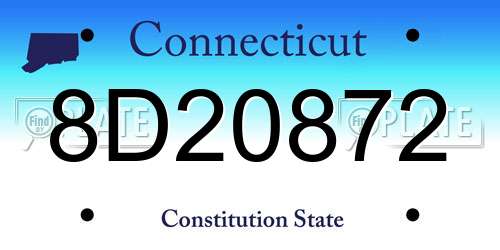 8D20872 Connecticut License Plate