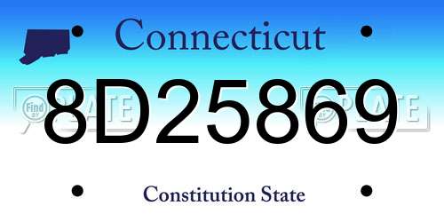 8D25869 Connecticut License Plate