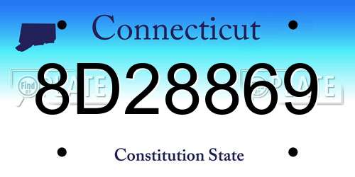 8D28869 Connecticut License Plate
